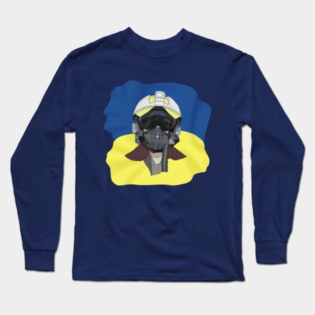 Ukrainian Pilot. Ukrainian flag Long Sleeve T-Shirt by KateQR